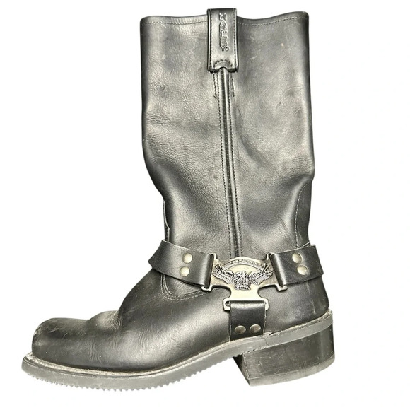 Harley Davidson Black Leather Harness Boot Size 6 - Picture 3 of 6